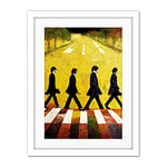 Doppelganger33 LTD Abbey Road Abstract Stylised Beatles Boho Landscape Red And Ochre Artwork Framed Wall Art Print 18X24 Inch