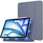 TiMOVO Étui pour iPad Air 11 Pouces M2 2024, iPad Air 6ème/5ème/4ème Génération (2024/2022/2020), Support Magnétique Puissant à Trois Volets pour Apple Pencil Pro/2e/USB-C - Gris Violet