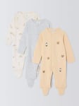 John Lewis Baby Animal Sleepsuits, Pack of 3, Multi