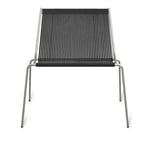 Thorup Copenhagen - Noel Lounge, Brushed stainless steel base, Upholstered seat and back, linen flag halyard, black - Fåtöljer - Kasper Thorup - Silver,Svart - Metall/Textilmaterial