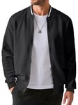 JMIERR Bomber Jacket Veste Pour Homme Légère Mince Avec Poche à Manches Blouson Veste d'Automne Veste Pour Homme Veste De Noir M