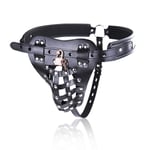 Mens Chastity Belt Restraint BDSM Fetish Dungeon Faux Leather Padlock Penis Cage