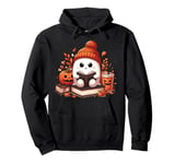 Cute Ghost Reading Book Lovers Ghost Coffee Halloween Pullover Hoodie