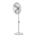 16 Inch Metal Pedestal Fan 3 Speed Oscillating Air Cooling Standing Fan Chrome