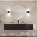 Loevschall Refine Miroir Rond | Miroir Mural Noir avec Cadre | 100 cm | Miroir décoratif pour Salle de Bain, Salon, Chambre à Coucher et Couloir | Minimaliste et élégant en Laiton brossé