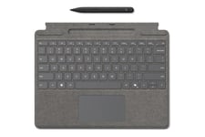 Microsoft Surface Pro Keyboard for Business - tastatur - med penneopbevaring - med accelerometer, touchpad - QWERTY - Italiensk - platinum - med Slim Pen Indgangsudstyr