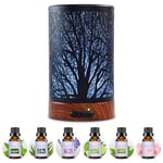 Essential Oil Diffuser with 6 Essential Oil Set Electric Aromatherapy Scented Oil Diffuser Ultrasonic Aroma Diffusers Whisper Quiet with Auto Shut-Off 7 LED Light for Home Office SPA 150ml