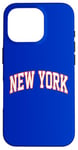 Coque pour iPhone 16 Pro Retro New York Hommes NY Bleu Orange Femmes Vintage NY Blanc Tee