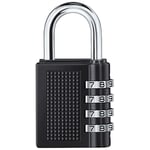 Vinabo Candado numerico 4 Digits Combination, Numeric Backpacks and Suitcases, Gym, School Locker, Luggage Security Padlock, Black/White