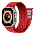 Flätad Solo Loop för Apple Watch Ultra band 49mm 45mm 41mm 44mm 40mm 42mm armband iWatch serie 9 7 SE 8 6 5 4 3 band Röd Ed