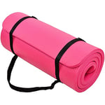 BalanceFrom GoCloud Tapis de yoga multi-usage 2,5 cm extra épais haute densité anti-déchirure avec sangle de transport (rose)