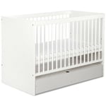 DALIA Lit bébé enfant avec barreaux amovibles et sommier réglable Blanc 120X60 + tiroir