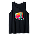 Dripping Paint Vintage Television TV Retro 70s 80s Tank Top