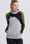 Erima Premium One 2.0 Sweat à Capuche Femme, Gris Chiné/Noir/Lime Pop, FR : 46 (Taille Fabricant : 44)