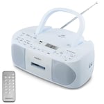 MEDION E65010 Radio stéréo (Lecteur CD, Cassette, Port USB, entrée Audio AUX, Lecture MP3. Radio FM PLL, 40 Stations mémorisables, Fonctionnement sur Piles, télécommande) Bleu