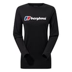 Berghaus Women's Boyfriend Big Classic Logo Long Sleeve Tee T-Shirt, Black, 8