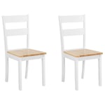 Lot 2 Chaises Traditionnelles en Bois Clair et Blanc pour Salle à Manger ou Cui