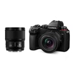 Panasonic DC-S5DWE-K Lumix S5D Full Frame Mirrorless Camera Body, 24.2MP, 4K 60P Recording, Live View Finder, Free Angle Monitor, Wi-Fi, Bluetooth, with S-R1840E 18-40mm & S-S50ME 50mm lenses, Black