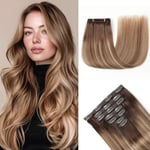 HotLulana Extension Clip Cheveux Naturel 120g 7pcs 50cm Invisible Extension Cheveux Naturel Rajout Cheveux Clip Naturel 20 Pouce Naturel Clip In Extension Human Hair 2/6/18K#