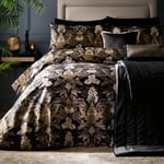 LLB Suburban Jungle Cats Duvet Quilt Cover Designer Bedding Set Black Gold King