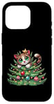 Coque pour iPhone 16 Pro Arbre de Noël mignon Père Noël chat dessin animé