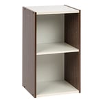 Iris Ohyama, Bibliotheque Gain de Place, Extra Large 2 Etageres, Marron, Réglable, Modulable, pour Salon, Bureau, Chambre, Livres, CD, Petit Meuble de Rangement, Montage Facile, UB-6035