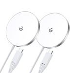 RoRoSkin Mag-Safe Lot de 2 chargeurs magnétiques sans Fil pour iPhone 16/16 Pro/16 Plus/16 Pro Max/15/15 Pro/15 Pro Max, iPhone 14, 13, 12 séries et AirPods