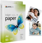 Papier photo PrintPro de 50 Feuilles A4 Haute Brillance 230 g/m² Immédiatement sec Imperméable pour toutes les imprimantes Laser/a Jet d'encre