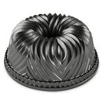 Nordic Ware Bavaria Bundt Pan, The Original Cast Aluminium Bundt Tin, Official Bundt Cake Tin with Geometric Pattern, Premium Cake Mould Made in the USA, Colour: Graphite, Gray