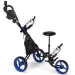 Foldable 3 Wheels Golf Push Pull Cart 4 Height Positions Golf Push Trolley