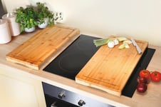 Set Of 2 Kitchen Wooden Cutting Chopping Board Oven Hob Covers Worktop Saver