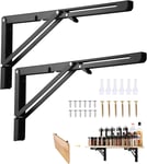 Équerre Pliante400Mm, 2 Pièces Noir Support Console Pliable,Supports D' Étagères