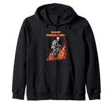 Funny skeleton bike ride Going through hell Biker skeleton Zip Hoodie