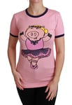 Dolce & Gabbana WoMens Pink YEAR OF THE PIG Top Cotton T-shirt material_cotton - Size IT 40 (Womens)