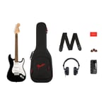 Squier Affinity Series Stratocaster Mustang Micro Pack, Laurel Fingerboard, Black, Gig Bag, HD9, US, CA, EU, AU, JP