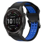 For Garmin Fenix 7S Sapphire Solar 20mm Two-Color Reverse Buckle Silicone Watch Band(Black+Blue)