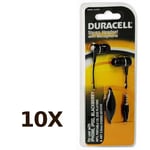 10X Duracell Stereo Headset w/ Mic for iPhone iPod MP3 CD DVD Players (DU3001)