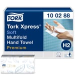 Tork Xpress Soft Multifold Hand Towels Premium Mfold 100288 - H2 Premium Paper Hand Towels with High-Absorbency - Large, 2-Ply, White - 21 x 110 Sheets