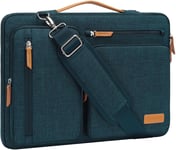 Sacoche Ordinateur Portable,Sacoche Pc Portable 17-17,3 Pouces Compatible Avec Macbook,Hp,Dell,Sac Ordinateur Sac Messager Côté Ouvert Avec 4 Poches Zipper&Poignée,Sarcelle Foncé