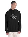 Calvin Klein Jeans Men Hoodie Seasonal Monologo Regular , Black (Ck Black/Porpoise), XXS