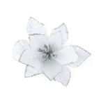 INF Juleroser kunstige blomster Julepynt 12-pakning Hvit / sølv