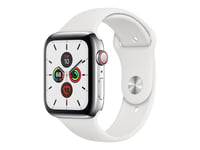 Apple Watch Series 5 (Gps + Cellular) 44mm - Boitier Acier Inoxydable Avec Bracelet Sport Blanc S/M Et M/L