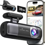 Dash Cam 4K/2,5K Avant et Arrière, Dasham Voiture avec WiFi et GPS, Carte 32 Go, Enregistrement en Boucle, Mode Stationnement, Contrôle Intelligent par Application, Prise en Charge 256 Go