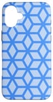 Coque pour iPhone 16 Plus Blue Cubes Hexagons Geometric Optical Illusion Pattern