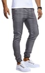 Leif Nelson LN8291 Pantalon de jogging chino avec poche cargo pour homme Coupe ajustée Motif à carreaux - Gris - XX-Large