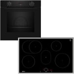 Neff Kit BX38IB B1CCC0AK0 - Four encastrable CircoTherm 60x60 cm Noir N 30 et T58SHF1L0 - Plaque à induction autonome 80 cm noir avec cadre - N 70