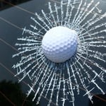 Rolig 3d golfboll träffade fönster spricka bil vindruta dekaler klistermärke dekoration