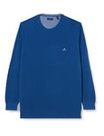 GANT Neck Pull Col Ras du Cou en Coton Piqué, Lake Blue, S Homme