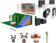 Mattel Minecraft Toys Panda Playhouse Playset and Mob Head Mini Figure, Gift for Kids, HLL25