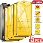 5Pcs 9D Skyddsglas Skärmskydd För Iphone 14 13 12 11 Pro Max Mini 7 8 Plus Härdat Glas Iphone 11 15 Xr Xs Max For iPhone 14 ProMax 5 PCS